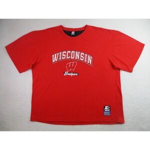 Vintage Starter Wisconsin Badgers T Shirt Mens 2XL Logo Football Y2K Red Crew‎